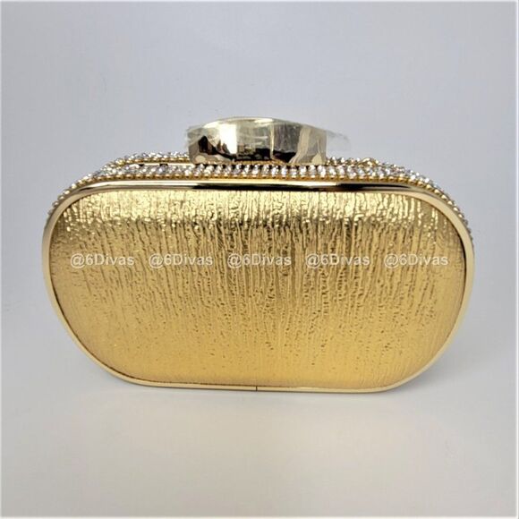 Gold Metallic Evening Purse Gold Minaudiere Cocktail Clutch Purse - Picture 2 of 11